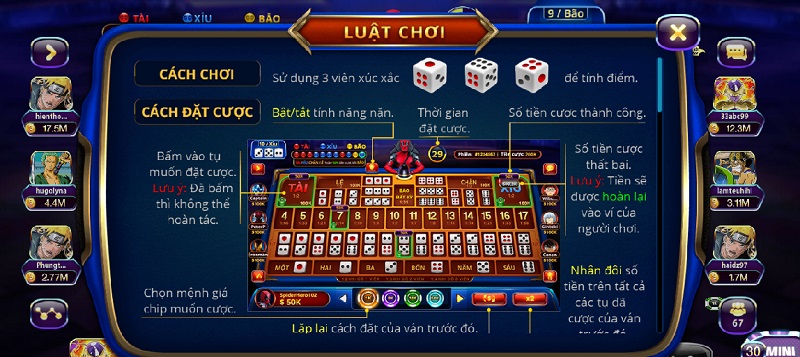 Hướng dẫn luật tài xỉu Sicbo 789 Club