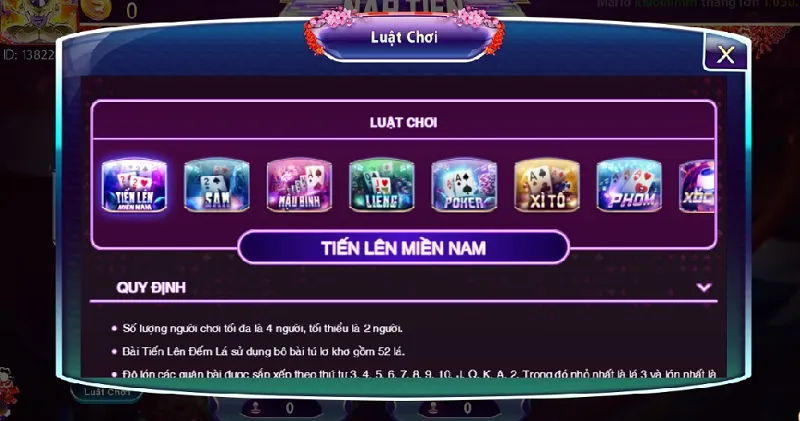 luat choi game bai tien len